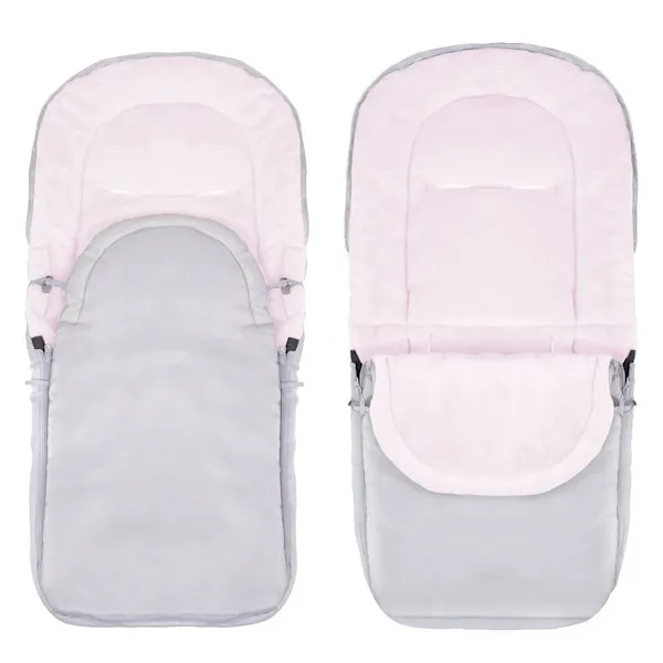 Śpiworek do wózka 4w1, śpiwór do sanek, gondoli z torbą 90 cm szaro-różowy