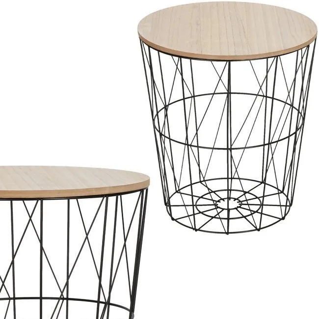 Stolik kawowy loft, kosz metalowy industrialny 45 cm czarny