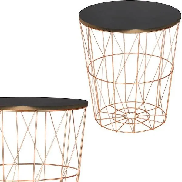 Stolik kawowy loft, kosz metalowy industrialny 45 cm miedziany