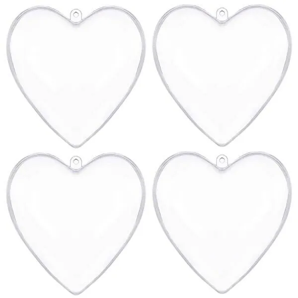 Bombki akrylowe 10cm serce plastikowe decoupage zestaw 4 szt.
