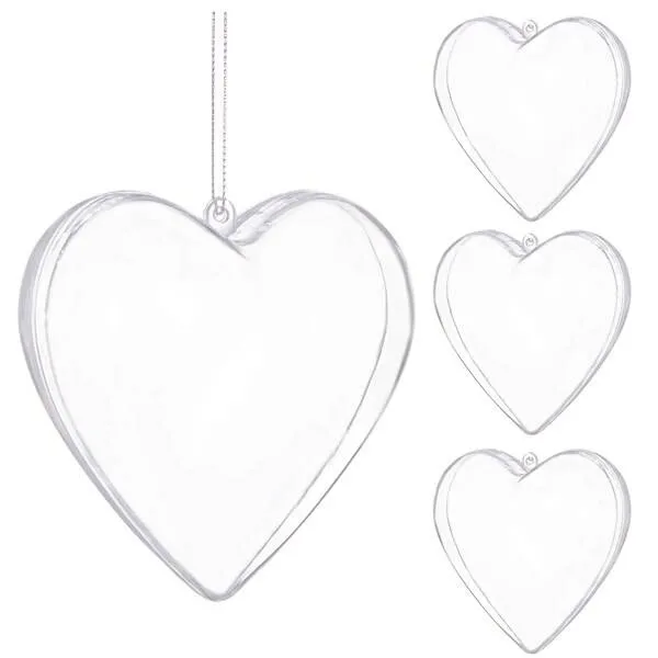 Bombki akrylowe 12cm serce plastikowe decoupage zestaw 4 szt.