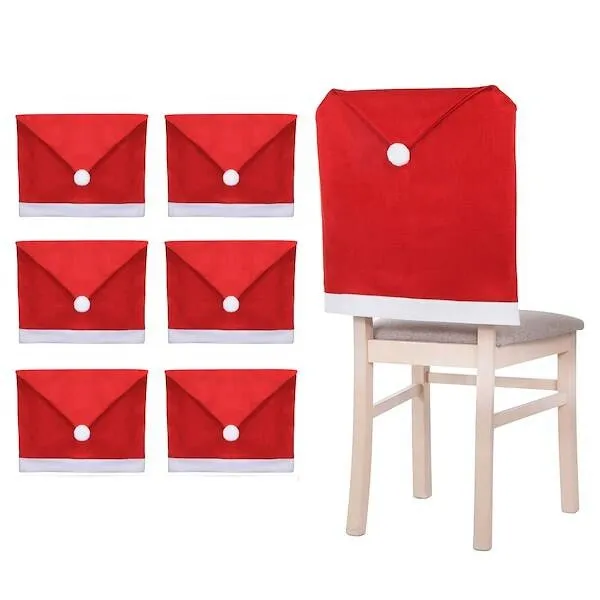 Pokrowiec na krzesło, czapka Mikołaja czerwona zestaw 6 szt.