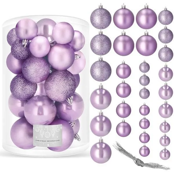 Bombki choinkowe 30 szt. ozdoby świąteczne fioletowy