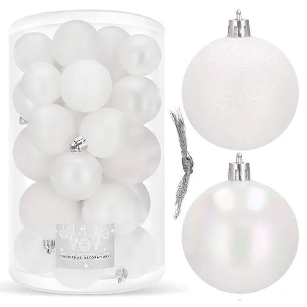Bombki choinkowe 30 szt. ozdoby świąteczne biały