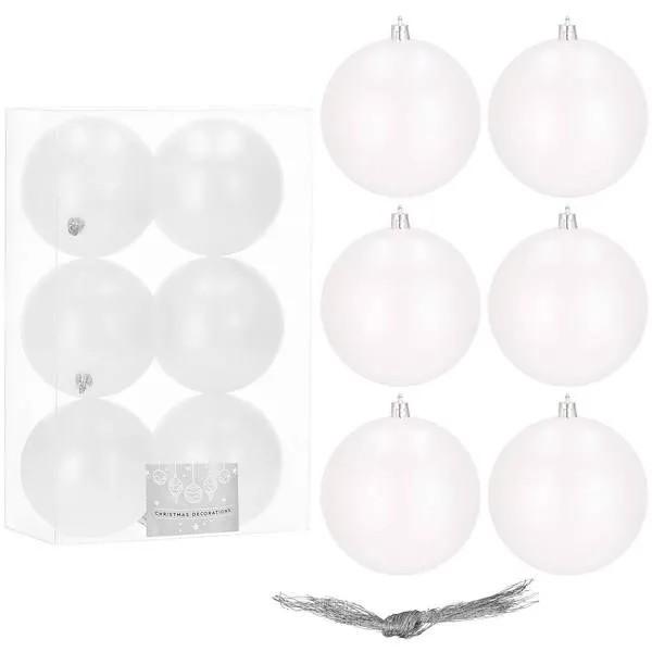 Bombki choinkowe 6 szt. ozdoby świąteczne zestaw perłowy biały