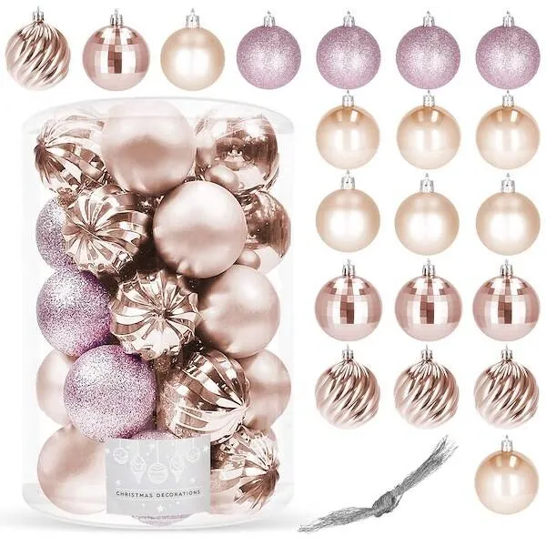 Bombki choinkowe 20 szt. ozdoby świąteczne różowy