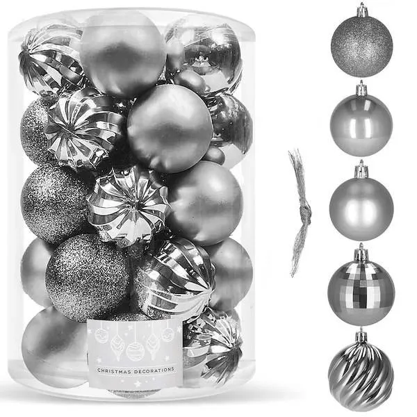 Bombki choinkowe 20 szt. ozdoby świąteczne szary
