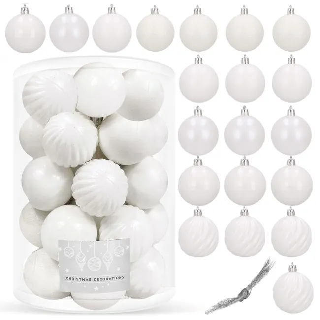 Bombki choinkowe 20 szt. ozdoby świąteczne zestaw 7 cm biały