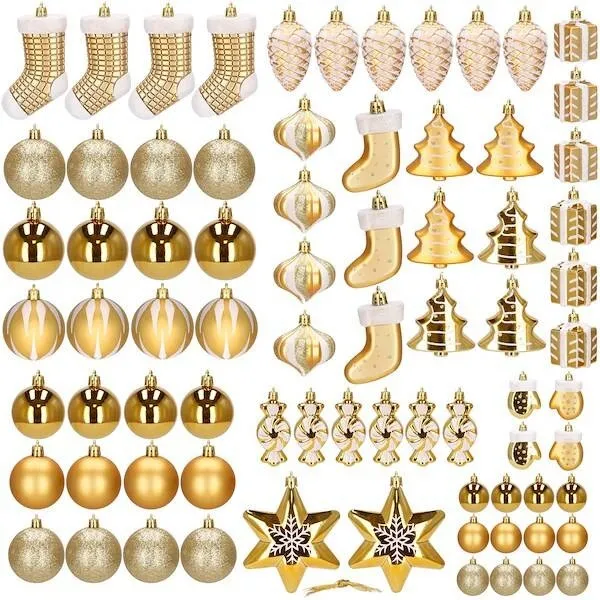 Bombki choinkowe 77 szt. ozdoby świąteczne złoty