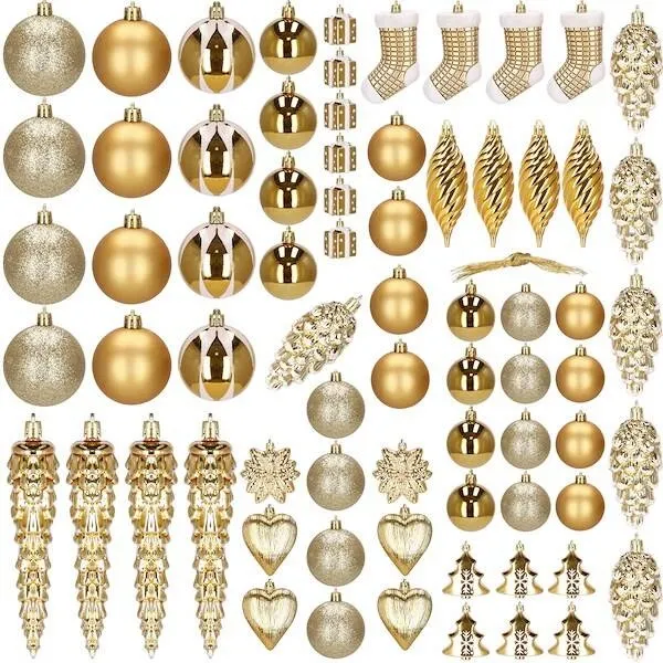Bombki choinkowe 72 szt. ozdoby świąteczne złoty