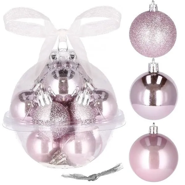 Bombki choinkowe 12 szt. ozdoby świąteczne zestaw 3cm różowy