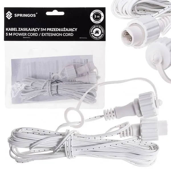 Przedłużka 5m do lampek led choinkowych biała