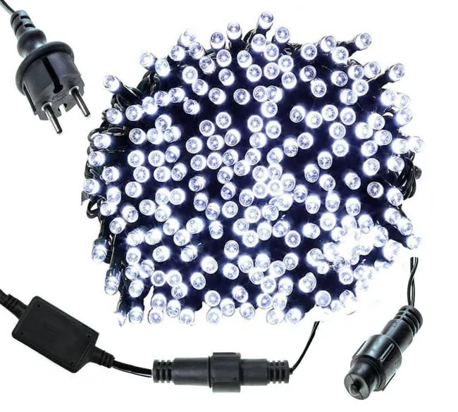 Światełka choinkowe 500 led lampki na prąd zewnętrzne biały zimny z flashem