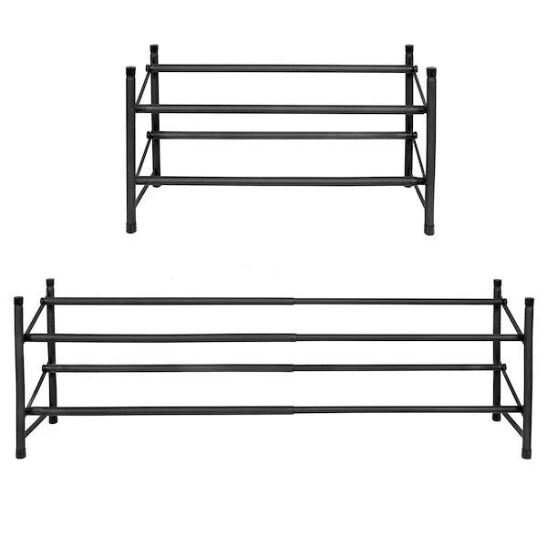 Regał na buty 62-115cm półka rozsuwana czarny