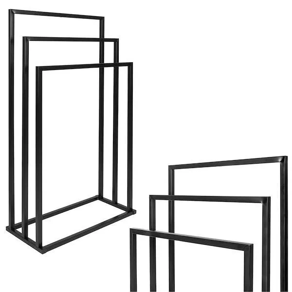 Wieszak łazienkowy na ręczniki stojak 3-ramienny czarny