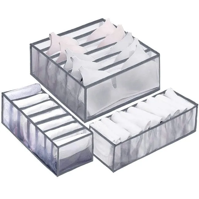 Pojemnik do szuflady na bieliznę, organizer z przegródkami szary