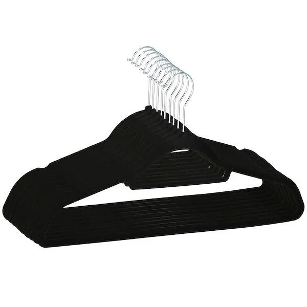 Wieszaki welurowe na ubrania 9 szt. zestaw premium czarny