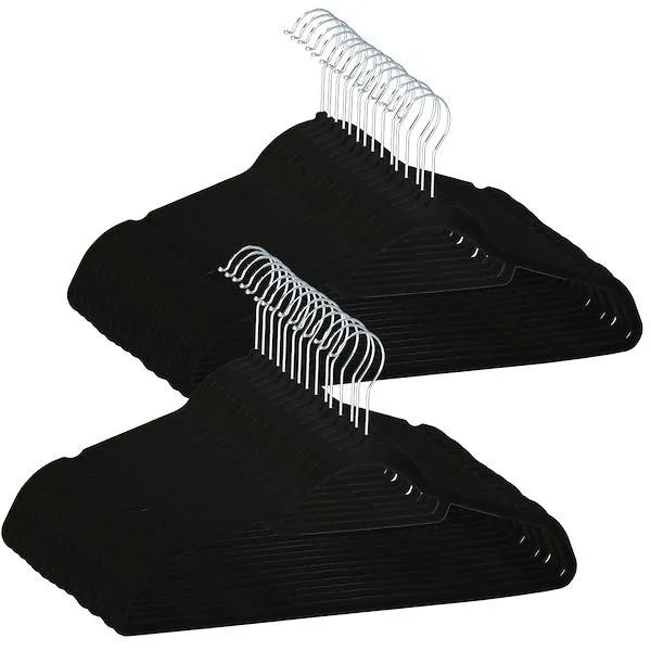 Wieszaki welurowe na ubrania 30 szt. zestaw premium czarny