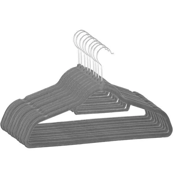 Wieszaki welurowe na ubrania 9 szt. zestaw premium szary