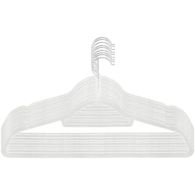 Wieszaki welurowe na ubrania 9 szt. zestaw premium biały