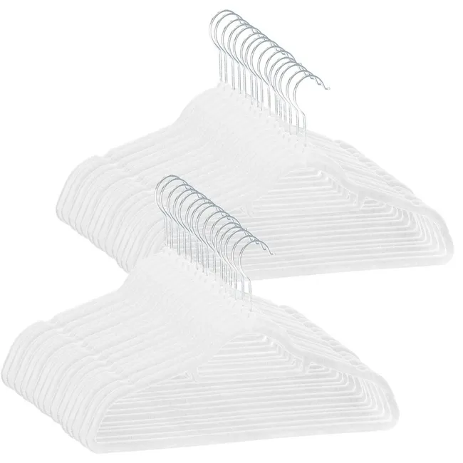 Wieszaki welurowe na ubrania 30 szt. zestaw premium biały