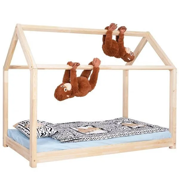 Łóżko dziecięce 160x80cm drewniane łóżeczko ze stelażem domek dla dziecka