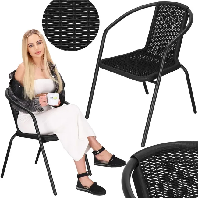 Krzesło ogrodowe na taras metalowe z textilene czarne