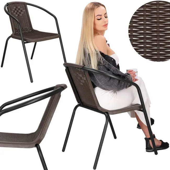 Krzesła ogrodowe 2 szt. metalowe na taras brązowe zestaw