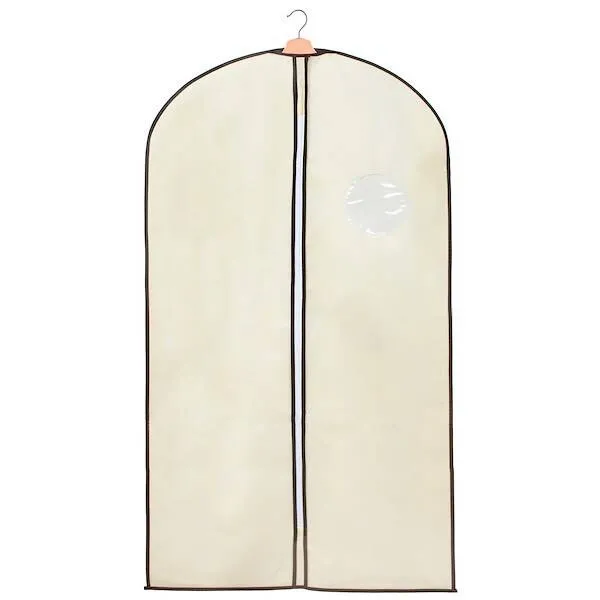 Organizer na ubrania 130 cm pokrowiec na garnitur z suwakiem i okienkiem kremowy