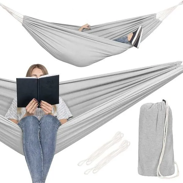 Hamak dwuosobowy 200kg bujak ogrodowy 200x150cm jasnoszary