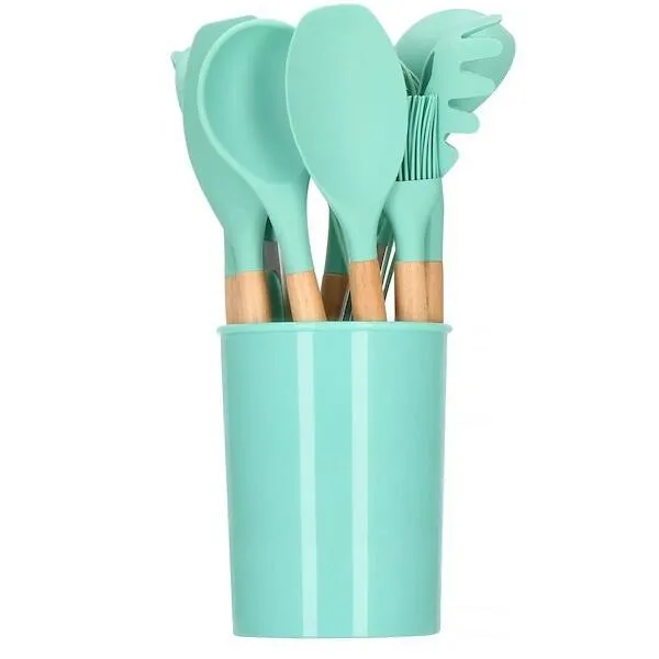 Akcesoria kuchenne 12 szt. przybory do kuchni silikonowe ciemny miętowy