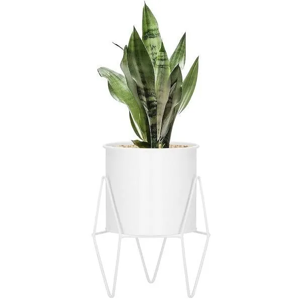 Stojący kwietnik 22 cm stojak z doniczką na kwiaty nowoczesny loft biały mat