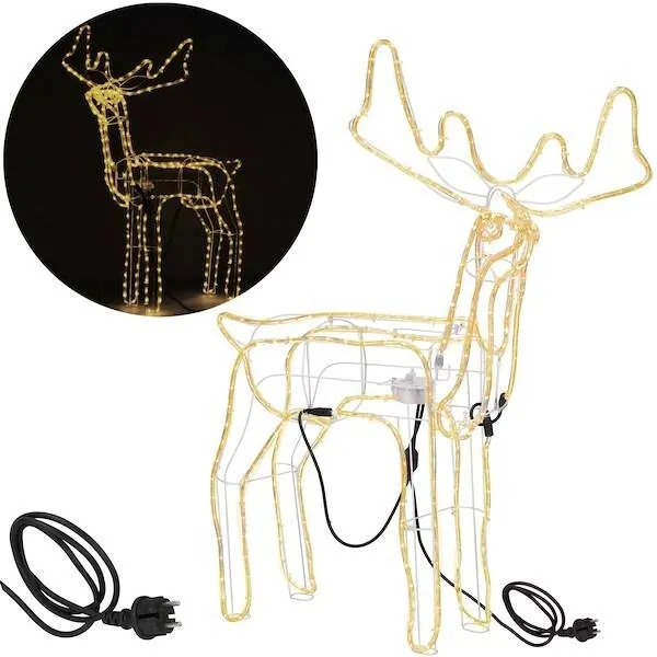 Renifer Led 115 cm świąteczny z ruchomą głową świetlna dekoracja do ogrodu biały ciepły