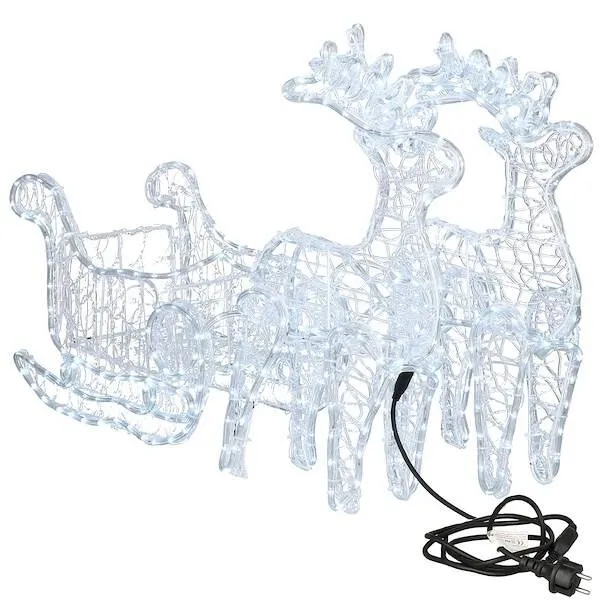 Renifery Led 150 cm świąteczne z saniami świetlna dekoracja do ogrodu biały zimny