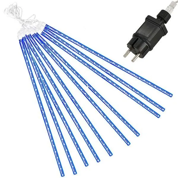 Lampki choinkowe 480 Led sople 10 szt. padający śnieg meteory zewnętrzne niebieskie