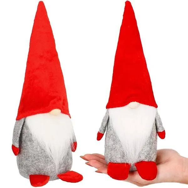 Skrzat 28cm ozdoba świąteczna, krasnal świąteczny, gnom czerwony, szary