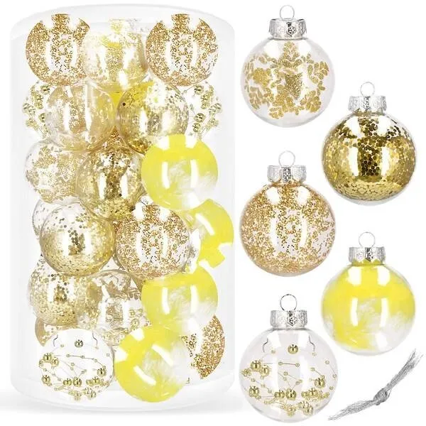 Bombki choinkowe 30 szt. przeźroczyste zestaw choinkowy
