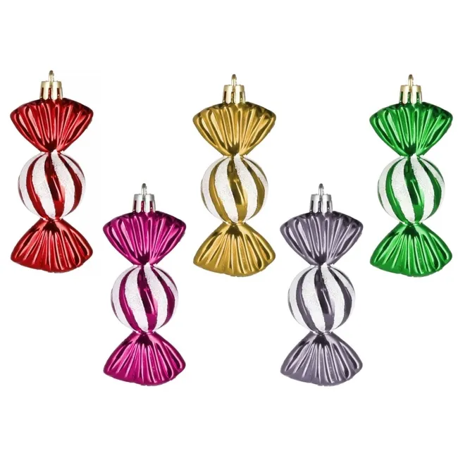 Bombki choinkowe 5 szt. cukierki, kolorowy zestaw choinkowy