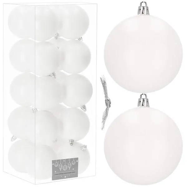 Bombki choinkowe 20 szt. biały 8 cm zestaw choinkowy