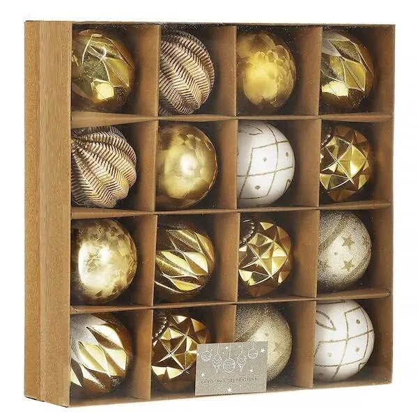 Bombki choinkowe 16 szt. ozdoby świąteczne zestaw 8cm biały, złoty