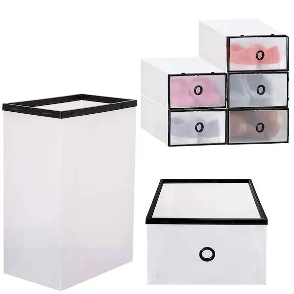 Pudełko na buty 5 szt. z szufladą 35x24x12 cm organizer na obuwie przezroczysty