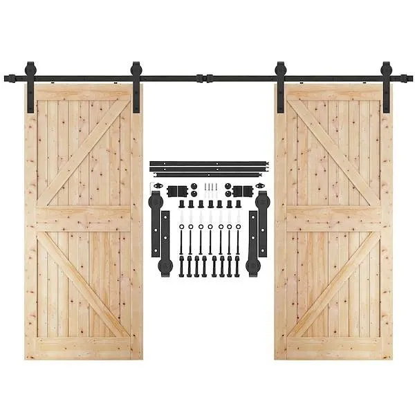 System do drzwi przesuwnych 300 cm barn door dwuskrzydłowy prowadnica do 100 kg stal czarny