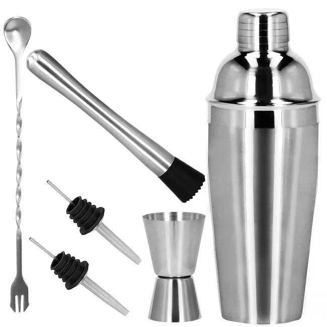 Zestaw barmański 6 elementów shaker 750 ml stal nierdzewna srebrny