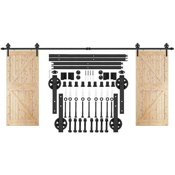 System do drzwi przesuwnych 400 cm prowadnica do 100 kg, retro barn door stal czarny
