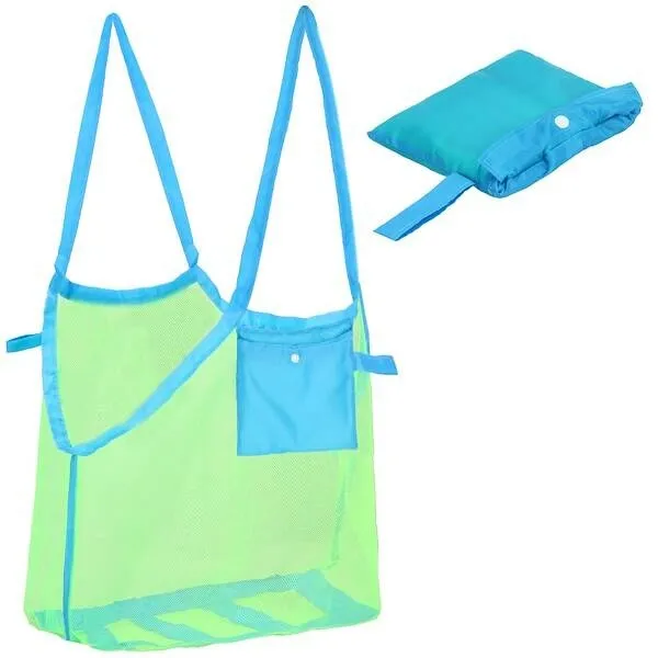 Torba na plażę duża siatka plażowa niebiesko-zielona