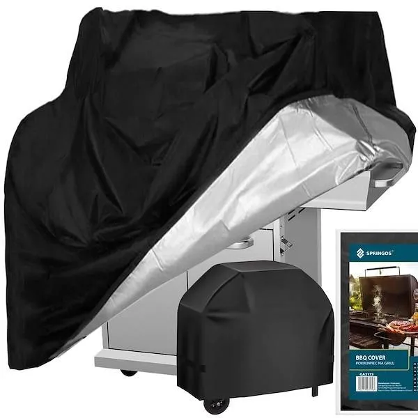 Pokrowiec na grilla 145x61x117 cm plandeka wodoodporna czarna