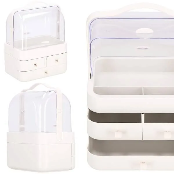 Organizer na kosmetyki 39,5x29,8x20,4cm mleczny pojemnik na biżuterię z przegródkami