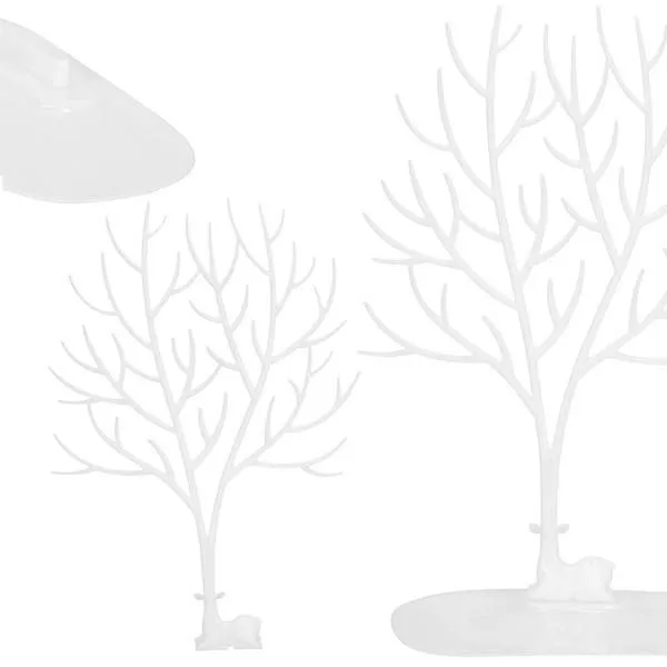 Stojak na biżuterię drzewo 41x25x15 cm ozdobny organizer na kolczyki biały jeleń