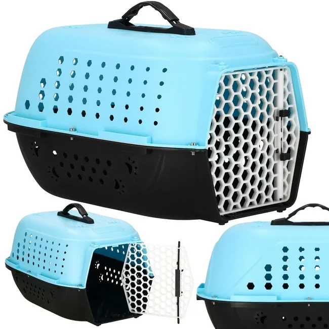 Transporter dla kota psa gryzoni do 7 kg 48x33x27 cm niebiesko-czarny