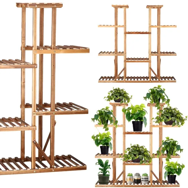 Kwietnik drewniany 119 cm stojak na kwiaty 6 poziomów, brązowy